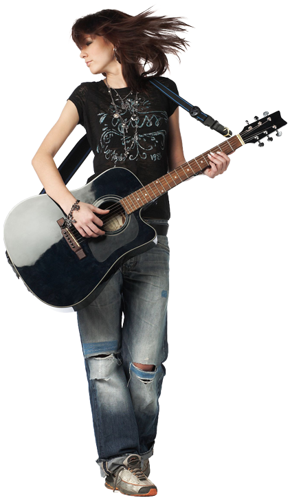 Girl Playing An Acoustic Guitar